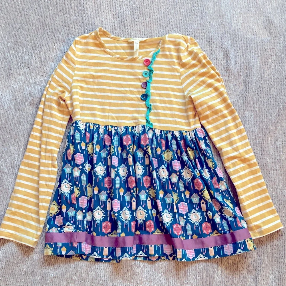Matilda Jane Clock Print Swing Top‎ Striped Whimsical Girls Size 14